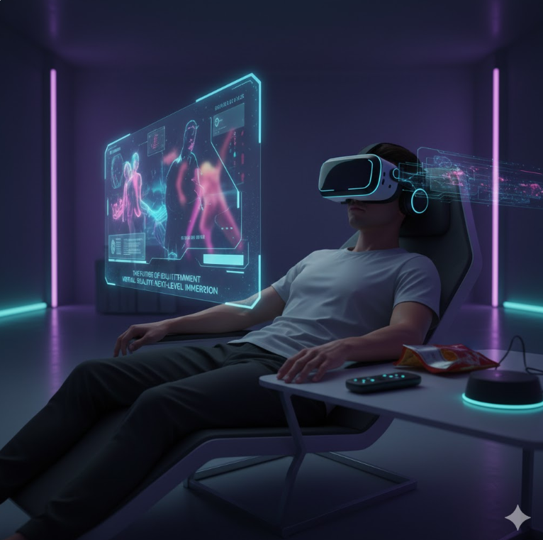 성인 콘텐츠 VR 이용 장면으로 미래 트렌드 강조