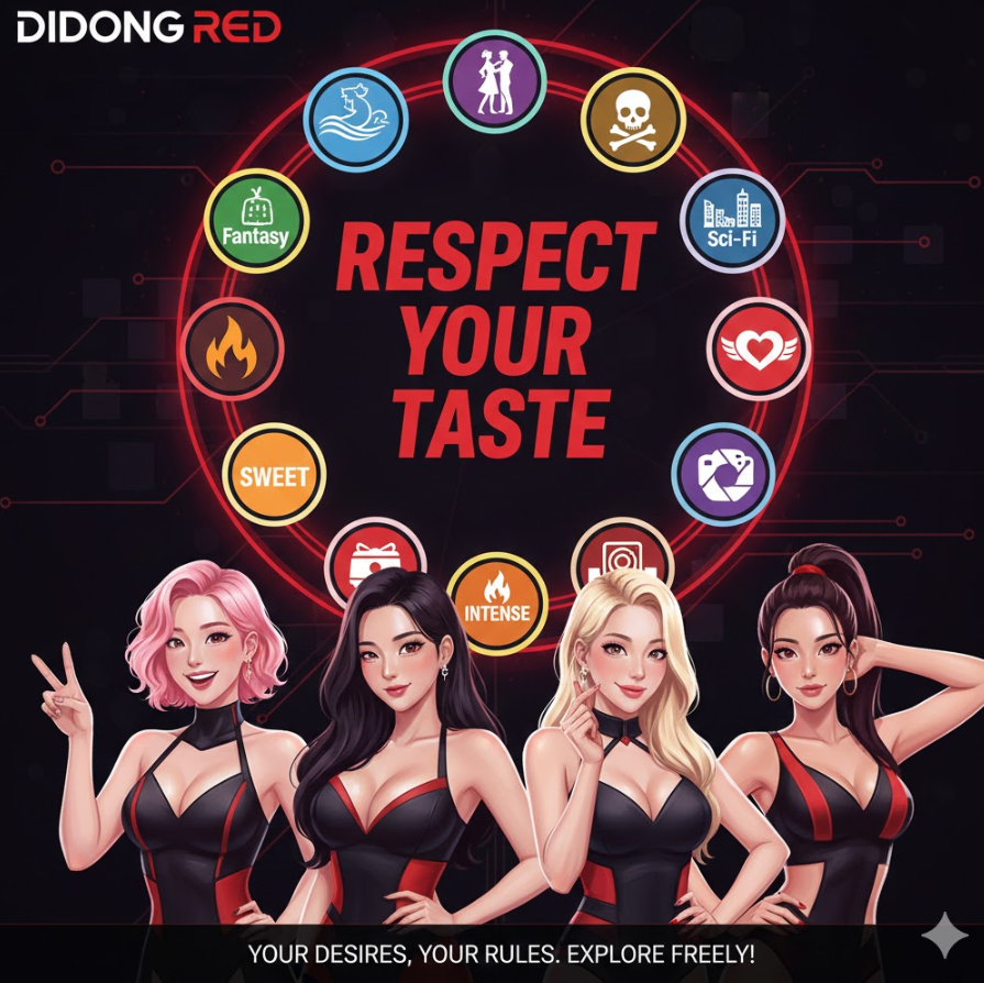 취향 존중 인포그래픽으로, 다양한 장르 아이콘이 원형으로 배치되어 있고 중앙에 “취향 존중” 큰 문구가 들어간 밝고 포용적인 디자인